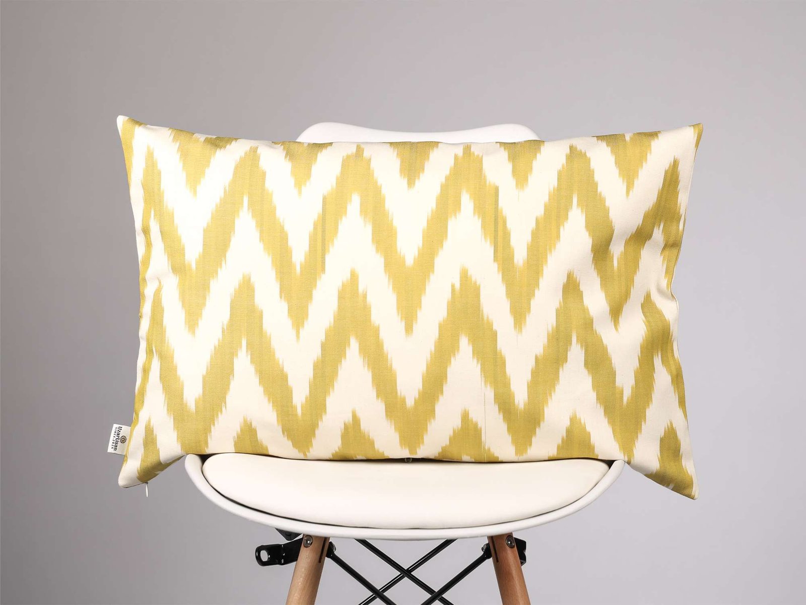 Yellow Cotton Ikat Cushion Cover
