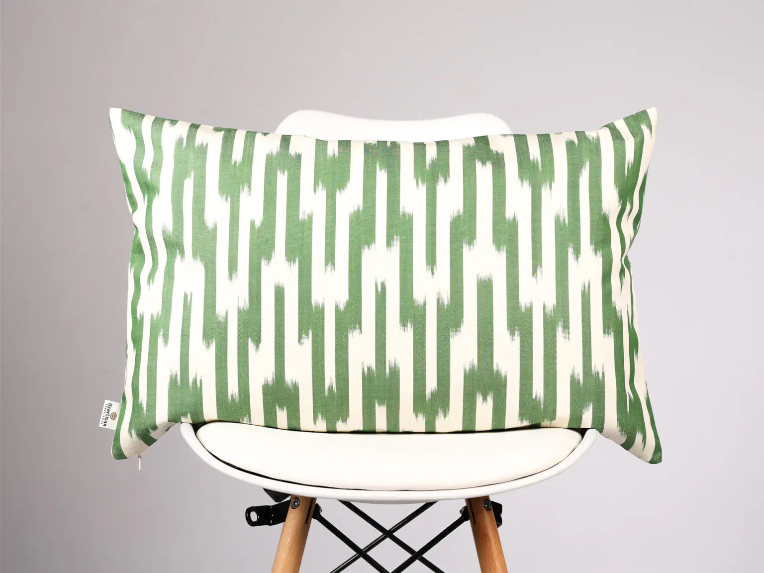 Green Ikat Stripe Cushion Cover