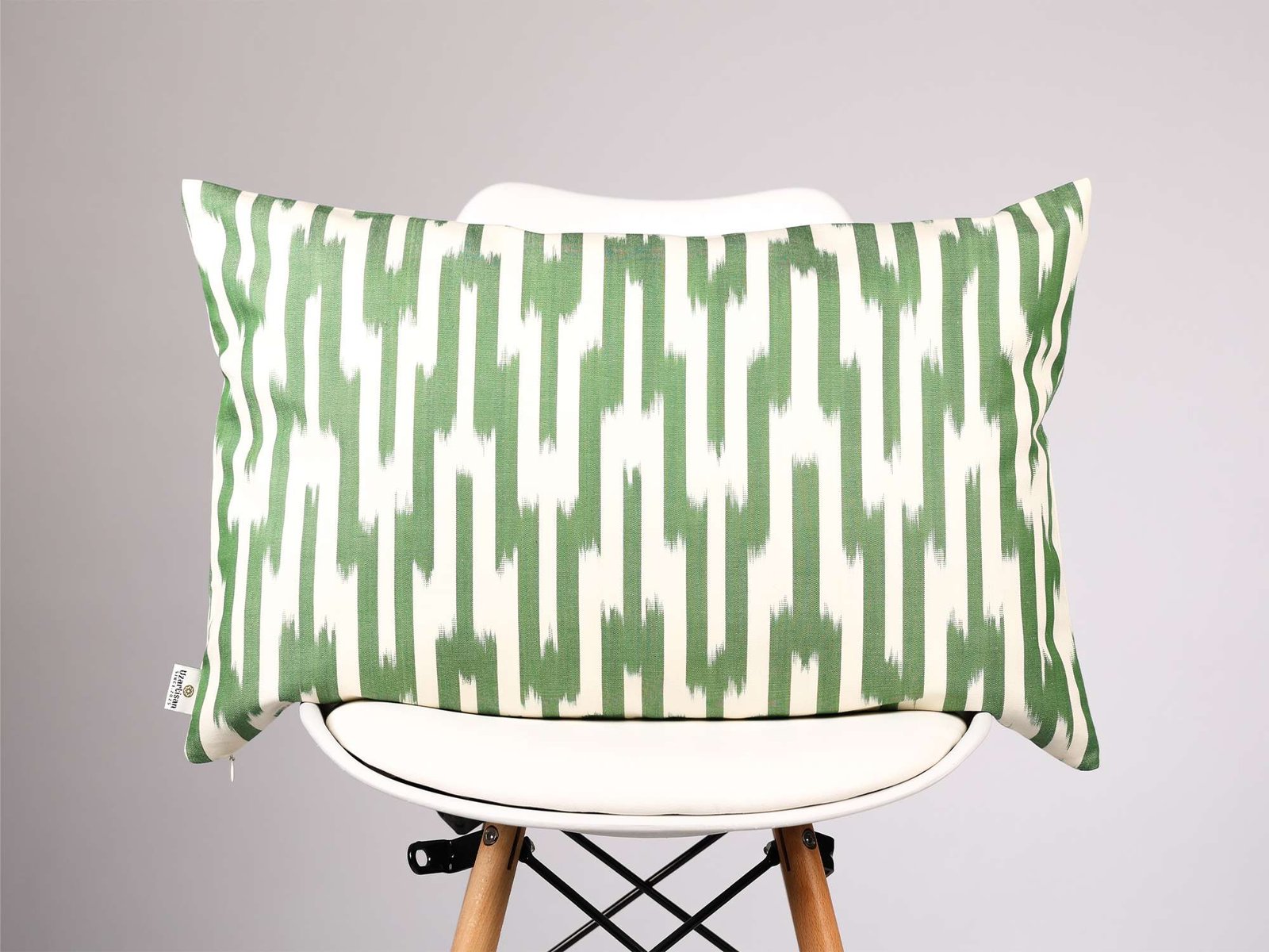 Green Ikat Stripe Cushion Cover