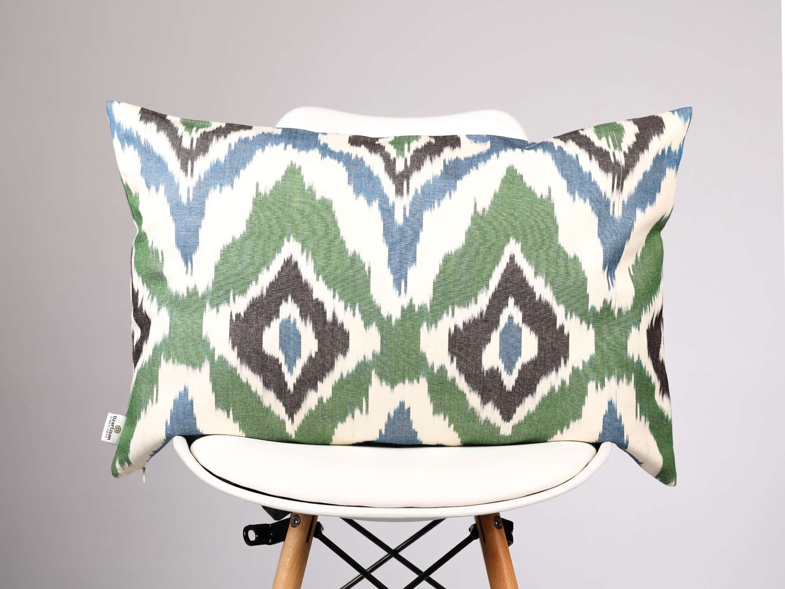 Green Blue Ikat Cushion Cover