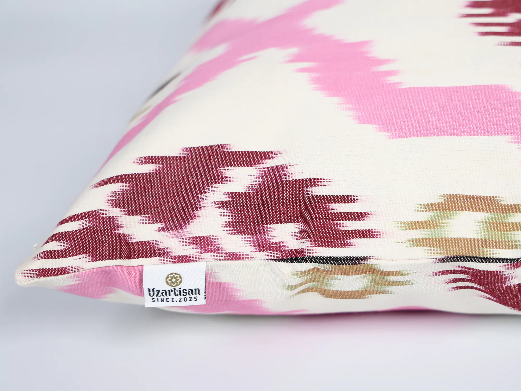 Pink Burgundy Ikat Pillow Cover