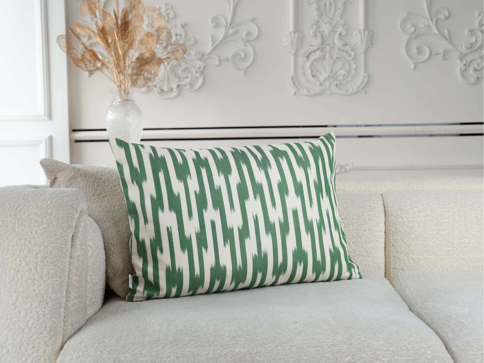 Green Ikat Stripe Cushion Cover - Image 3