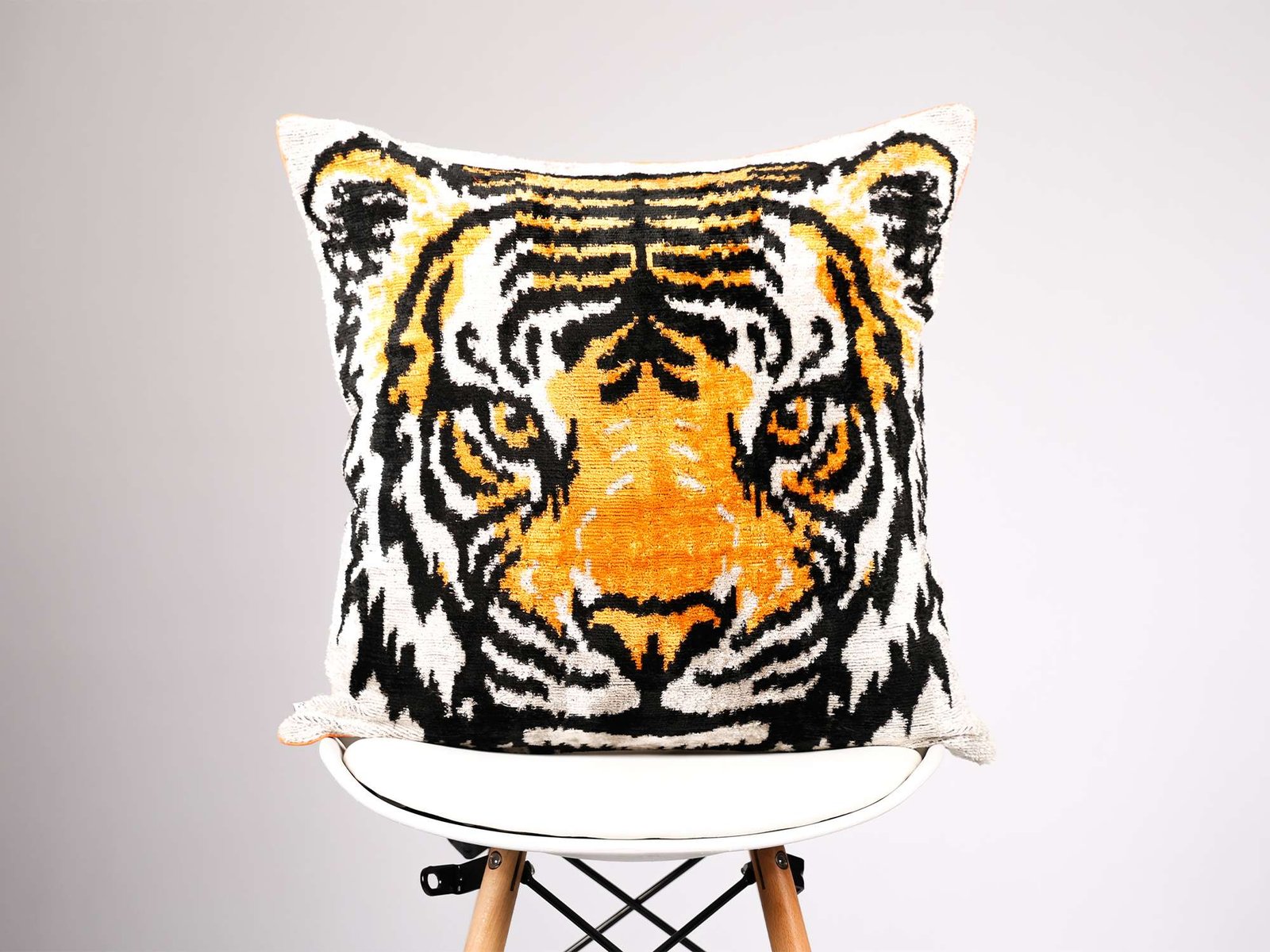 Handmade Tiger Silk Velvet Ikat Pillow Cover
