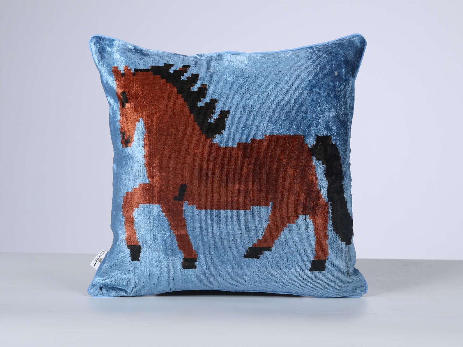 Horse Handwoven Silk Velvet Lumbar Pillow Cover - Image 7