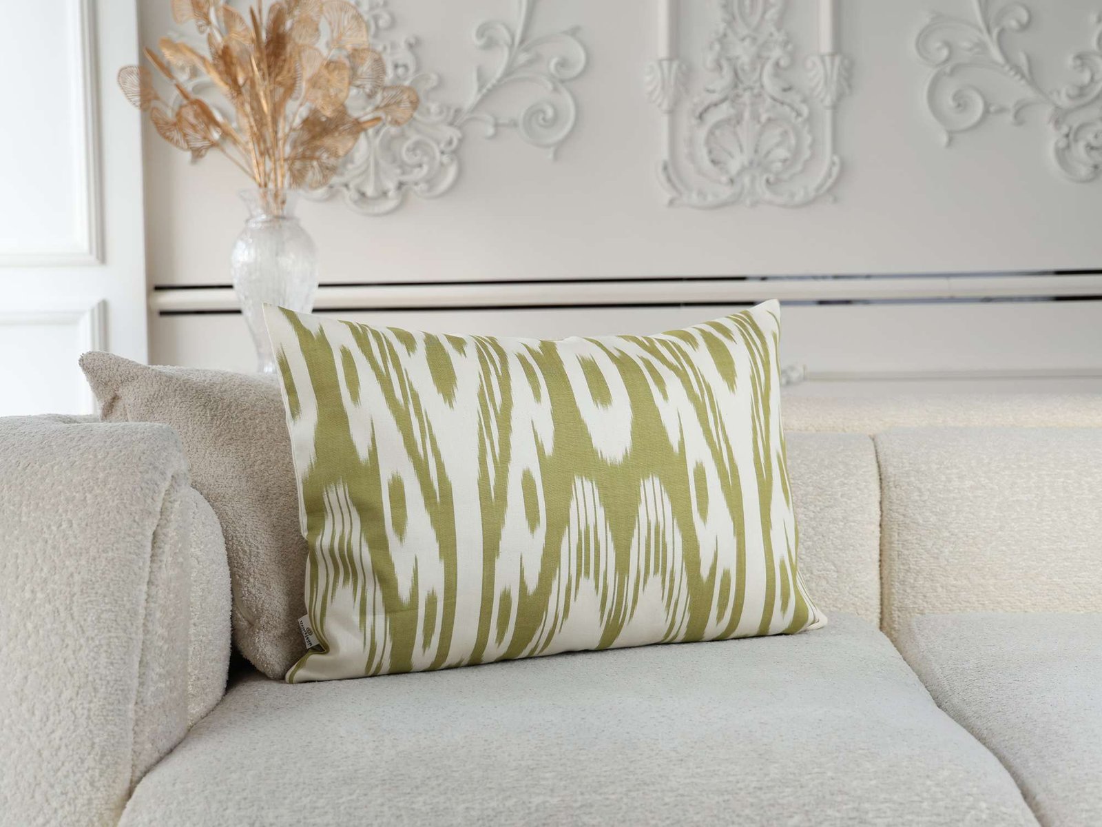 Olive Green Ikat Cushion Cover - Image 3