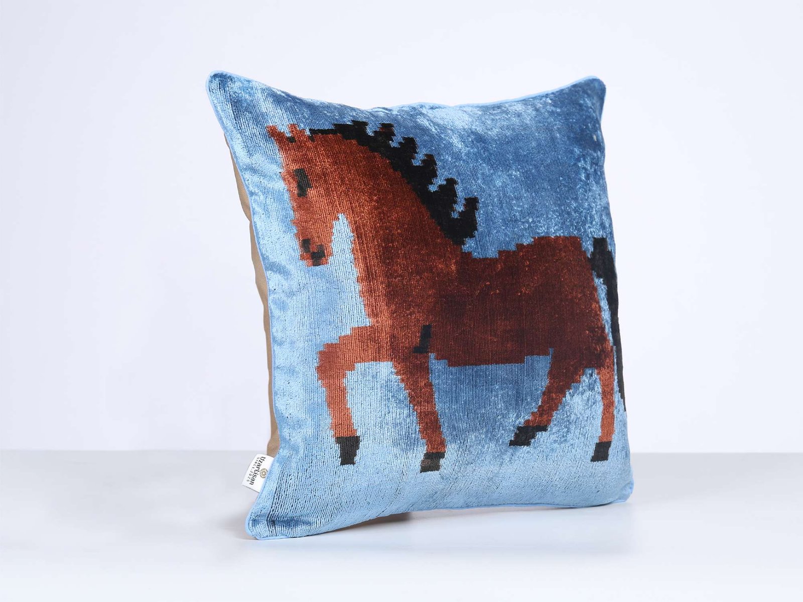 Horse Handwoven Silk Velvet Lumbar Pillow Cover - Image 6