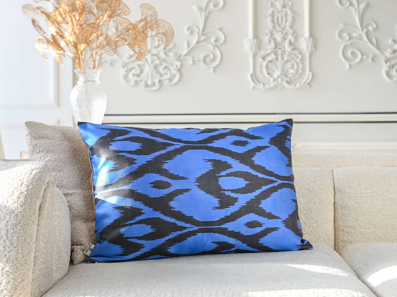 Blue Charcoal Ikat Pillow Cover - Image 3