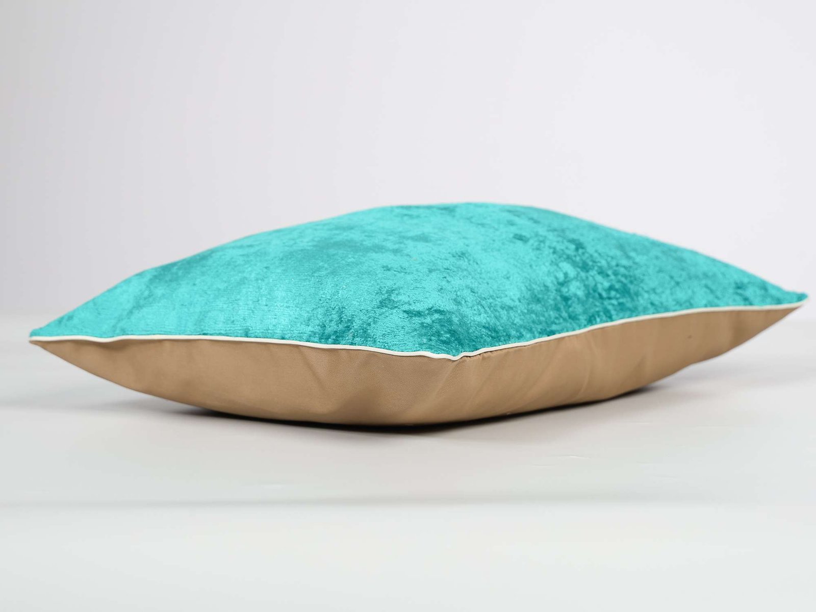 Teal Silk Velvet Handwoven Lumbar Pillow Cover