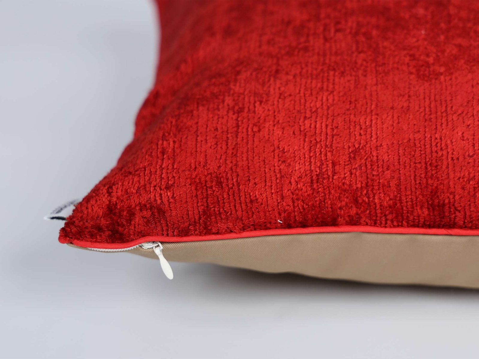Red Silk Velvet Handwoven Pillow Cover