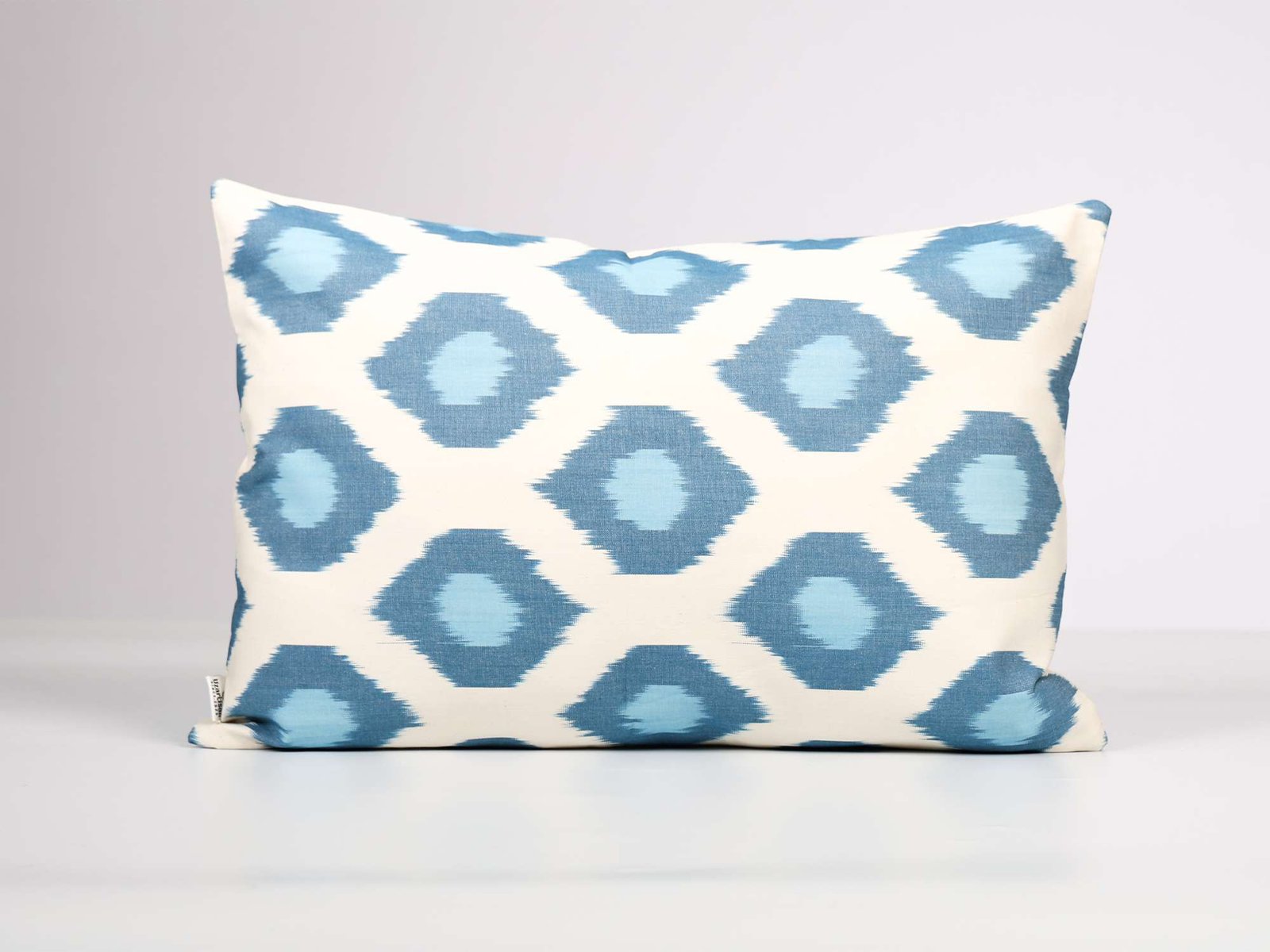 Blue Ikat Cushion Cover – Handmade Uzbek Pillow - Image 2