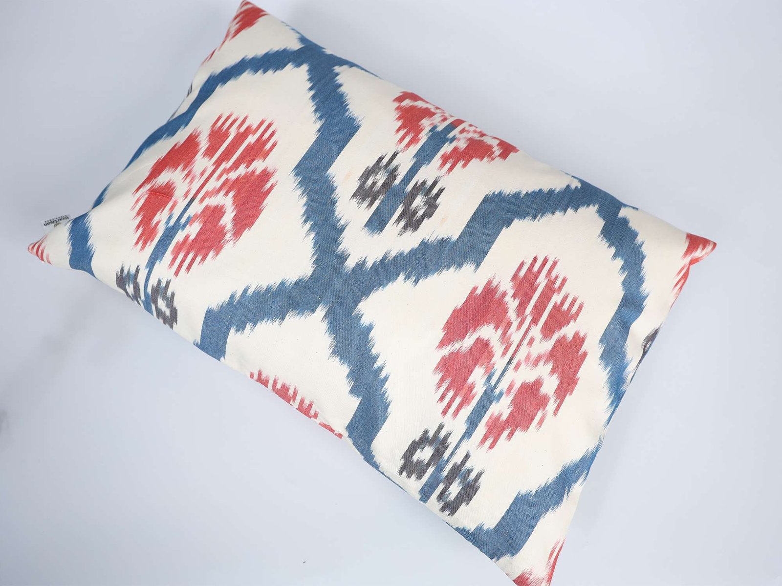 Blue Red Ikat Cushion Cover – Modern Handmade Pillow - Image 4
