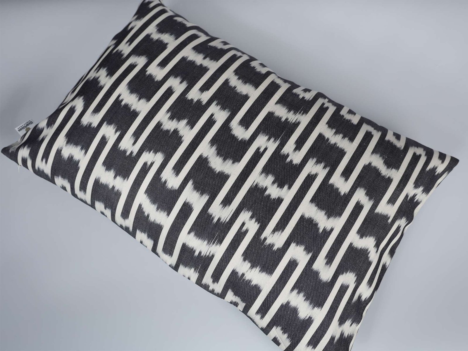 Black Ikat Pillow Cover – White Geometric Pattern - Image 5