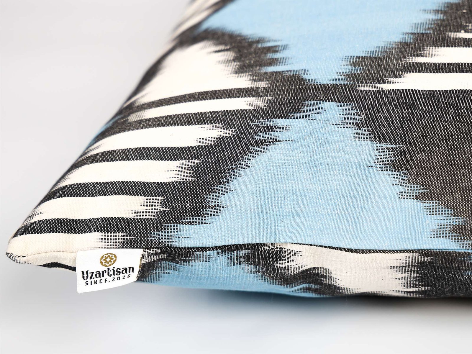 Blue Black Ikat Cotton Pillow Cover - Image 6