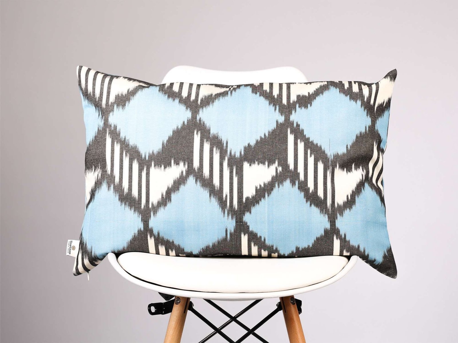 Blue Black Ikat Cotton Pillow Cover