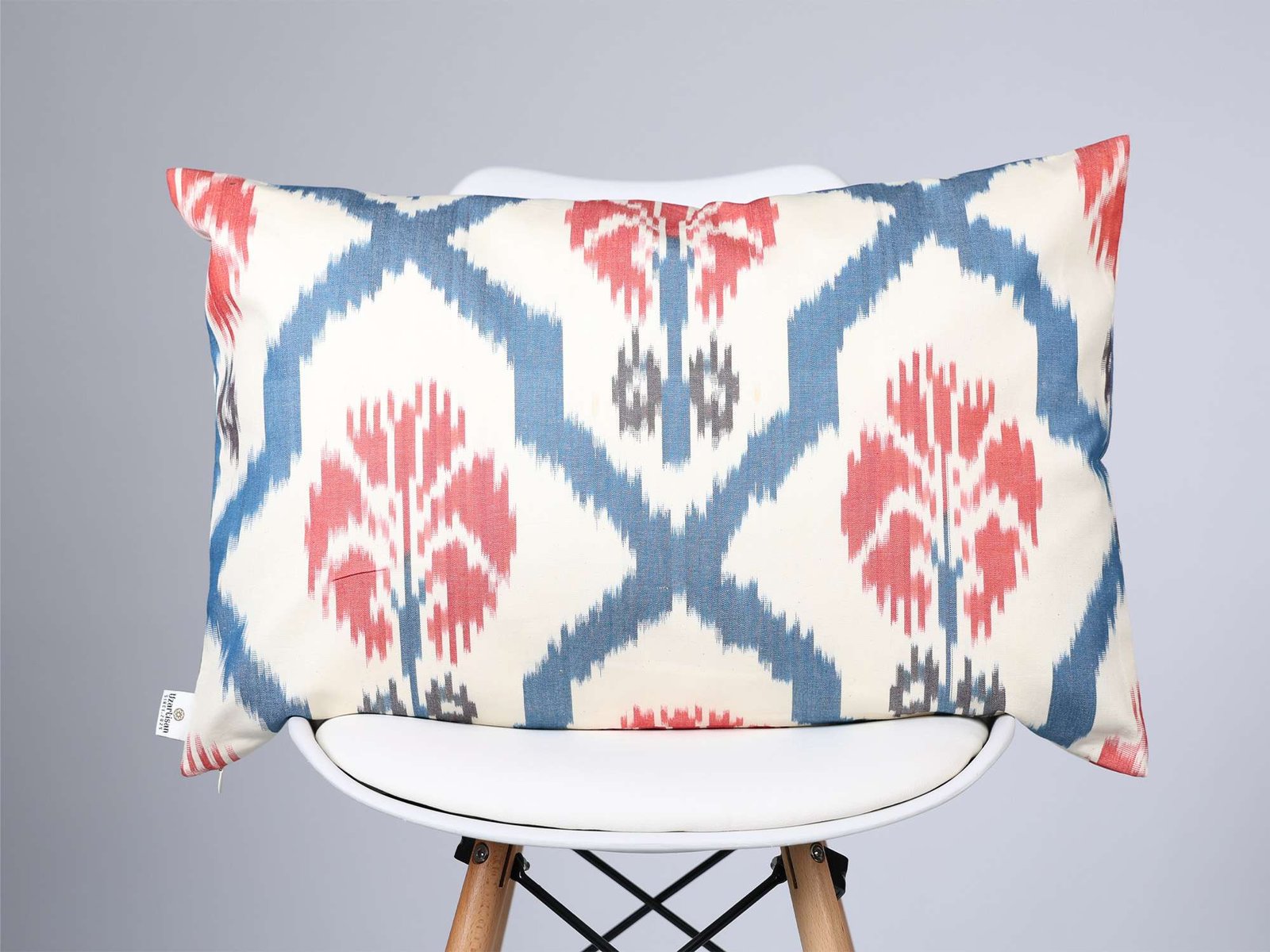 Blue Red Ikat Cushion Cover – Modern Handmade Pillow