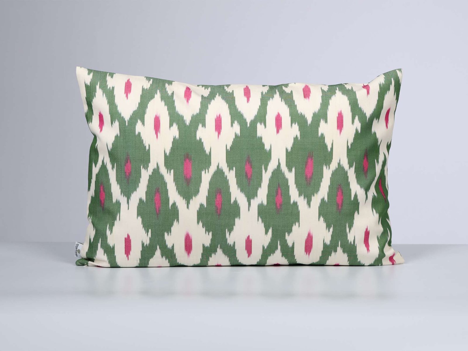 Green Pink Decorative Ikat Pillow Cover - Image 2