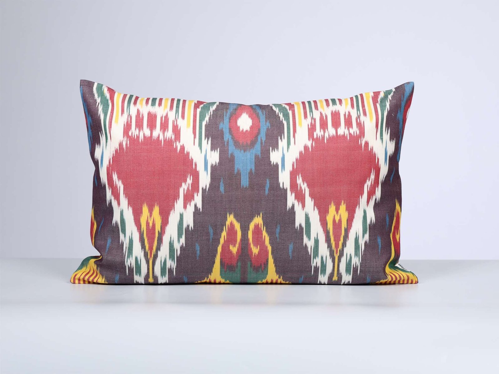 Multicolor Ikat Cushion Cover – Red Blue Decorative Pillow - Image 2