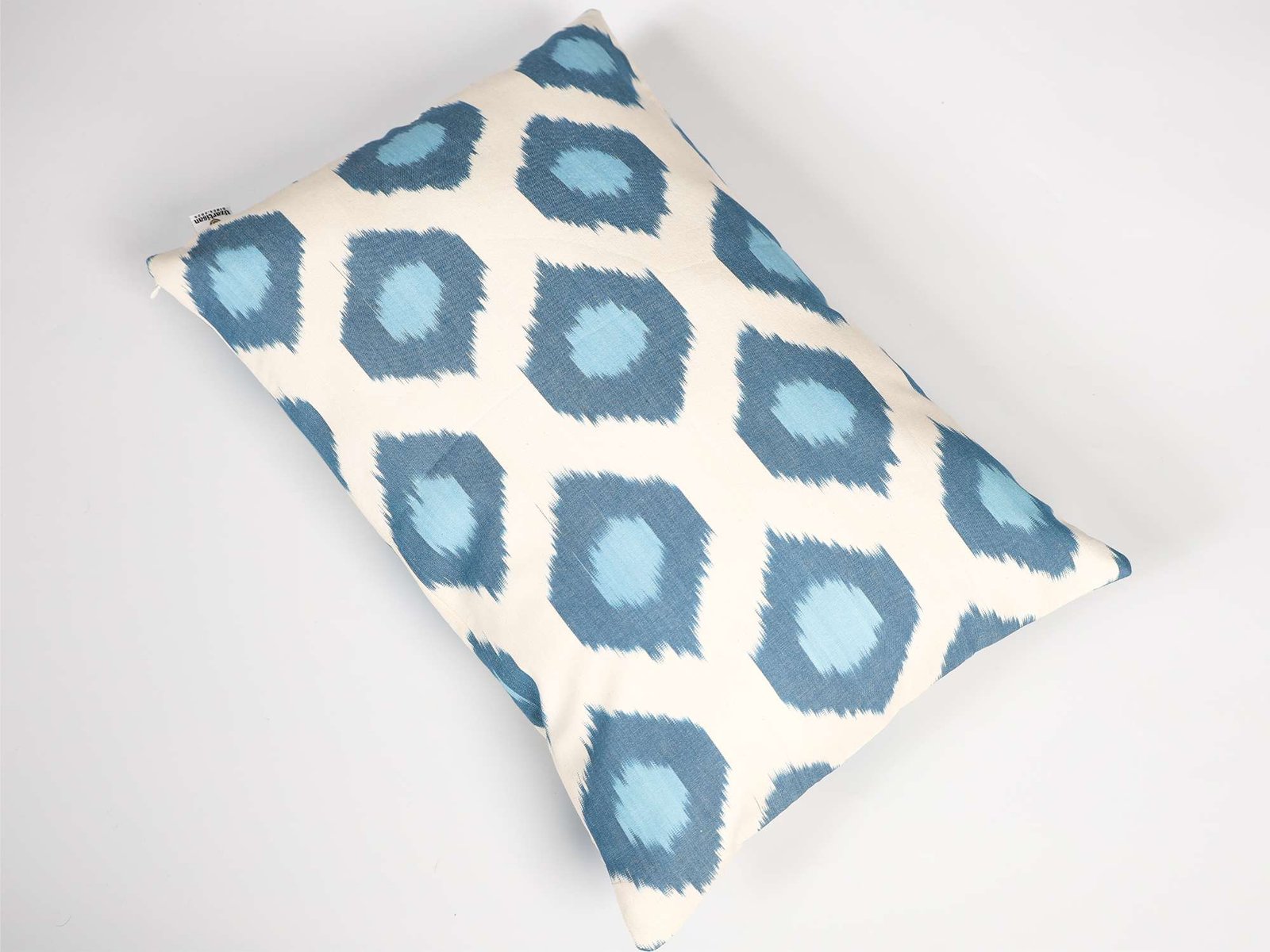 Blue Ikat Cushion Cover – Handmade Uzbek Pillow - Image 6