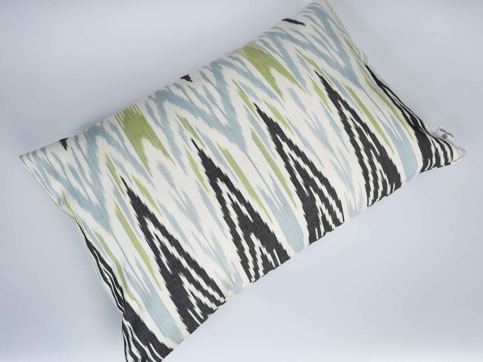 Blue Green Ikat Pillow Cover – Black Chevron Pattern - Image 5