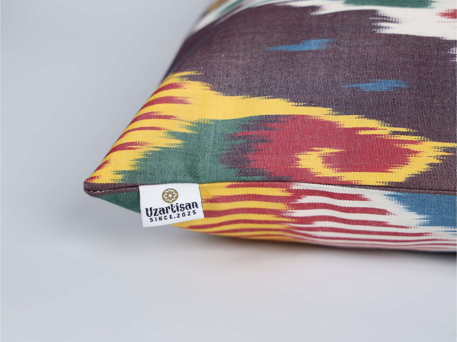 Multicolor Ikat Cushion Cover – Red Blue Decorative Pillow - Image 5