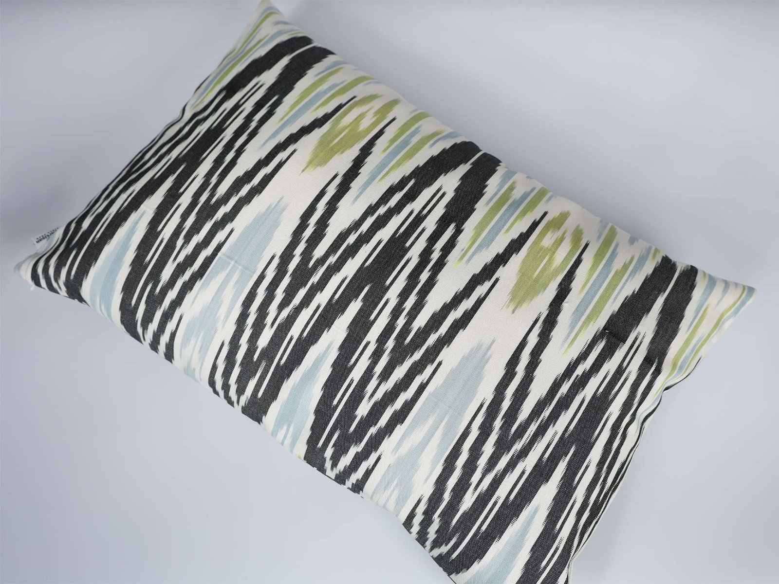 Blue Green Ikat Pillow Cover – Black Chevron Pattern - Image 6