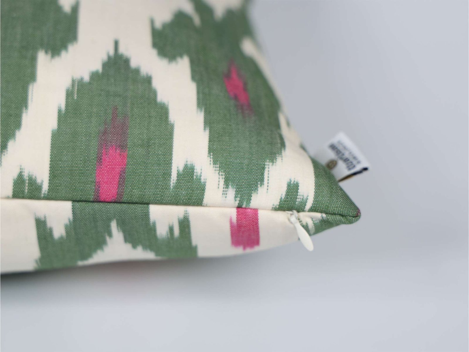 Green Pink Decorative Ikat Pillow Cover - Image 7