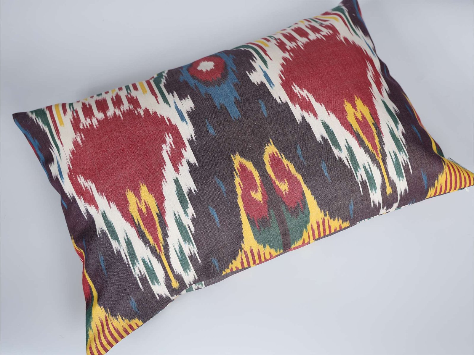 Multicolor Ikat Cushion Cover – Red Blue Decorative Pillow - Image 6