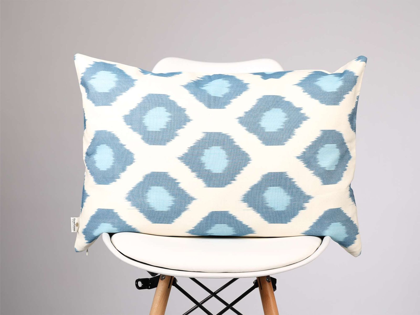Blue Ikat Cushion Cover – Handmade Uzbek Pillow