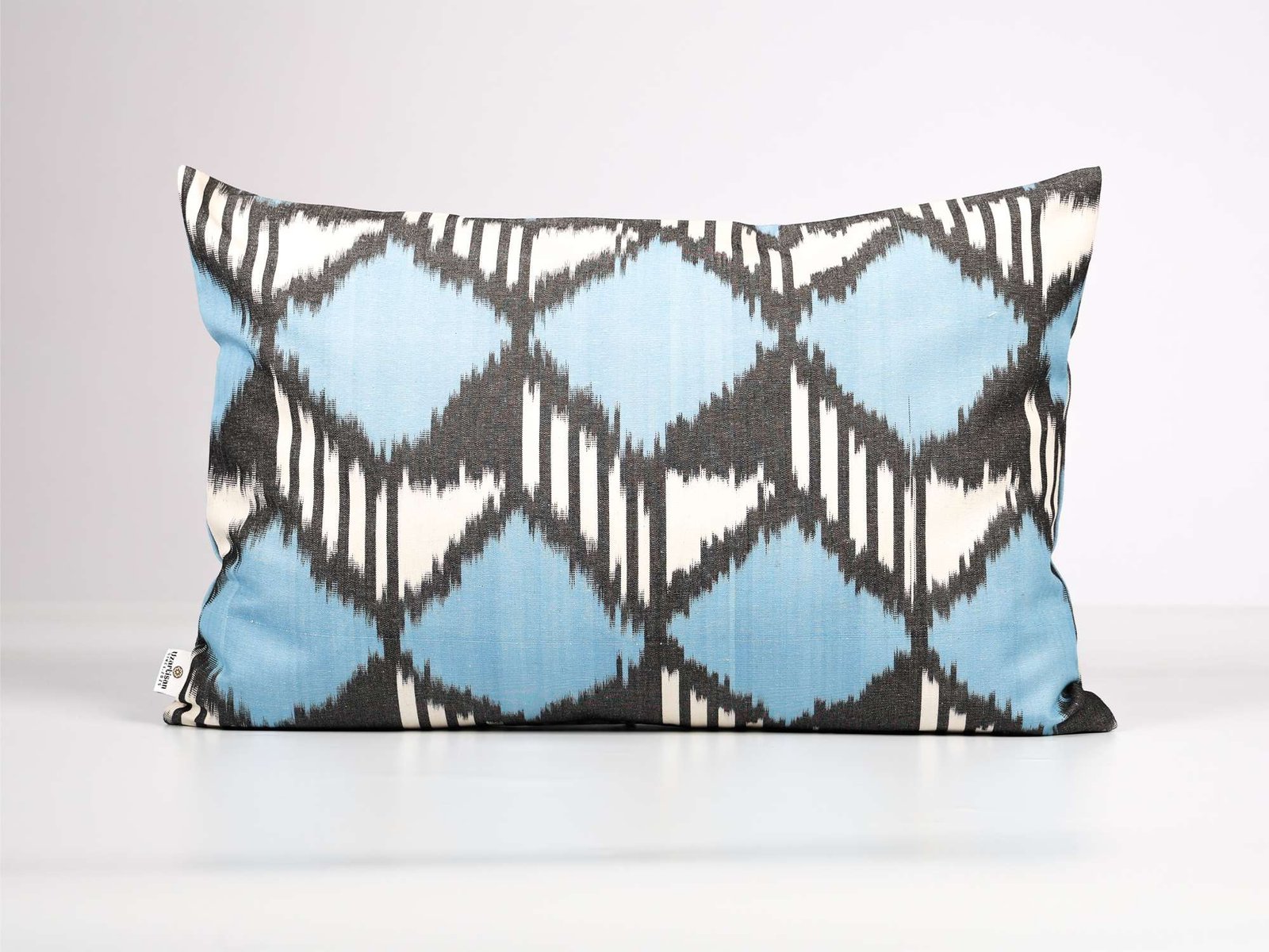 Blue Black Ikat Cotton Pillow Cover - Image 2