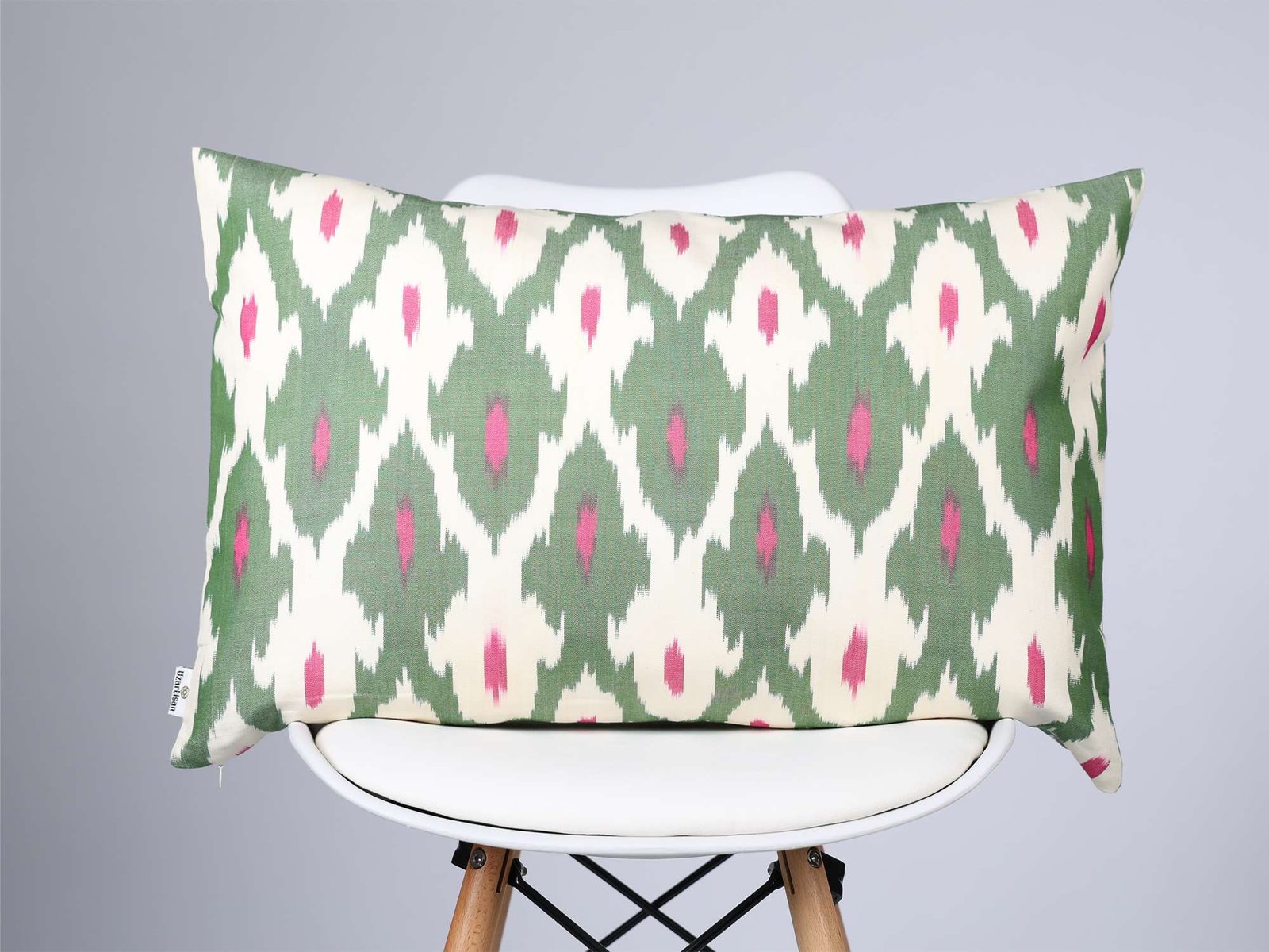 Green Pink Decorative Ikat Pillow Cover