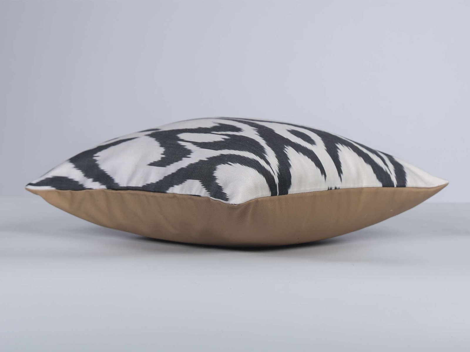 Black White Handwoven Silk Ikat Cushion Cover - Image 5