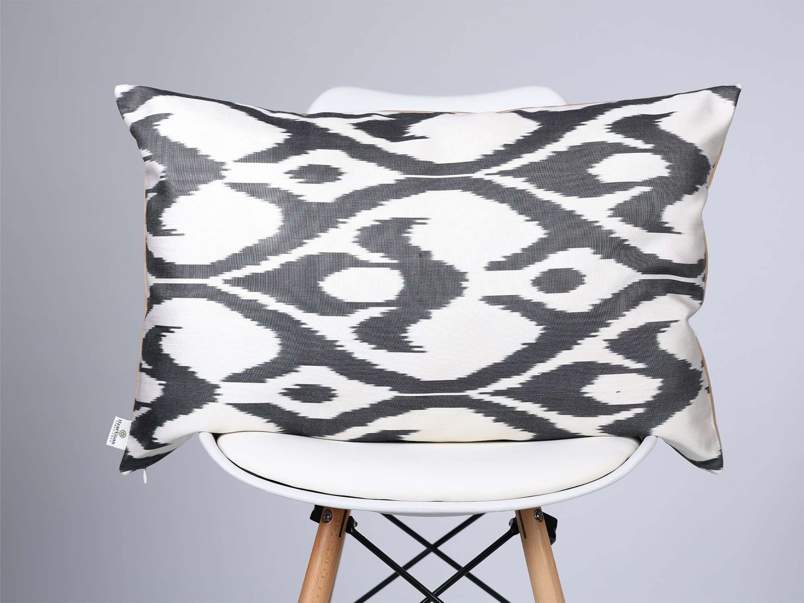 Black White Handwoven Silk Ikat Cushion Cover