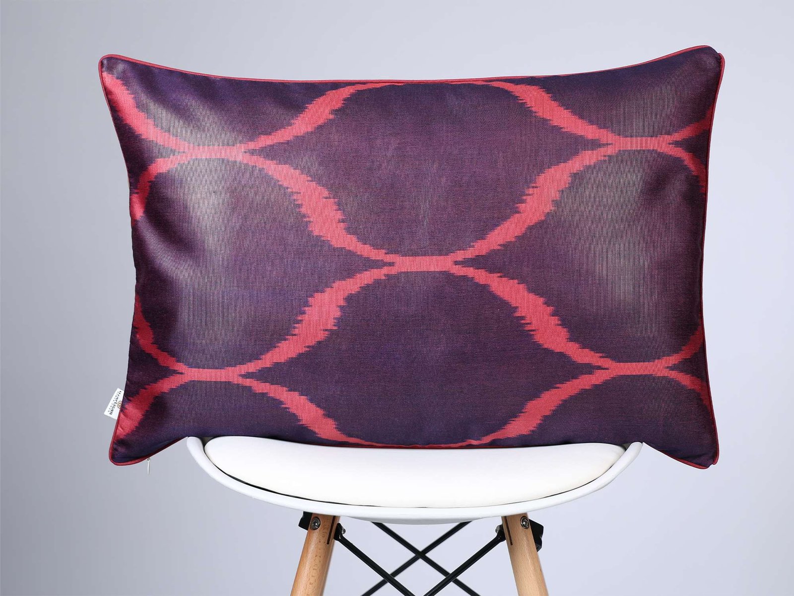 Deep Purple Red Handwoven Silk Ikat Cushion Cover