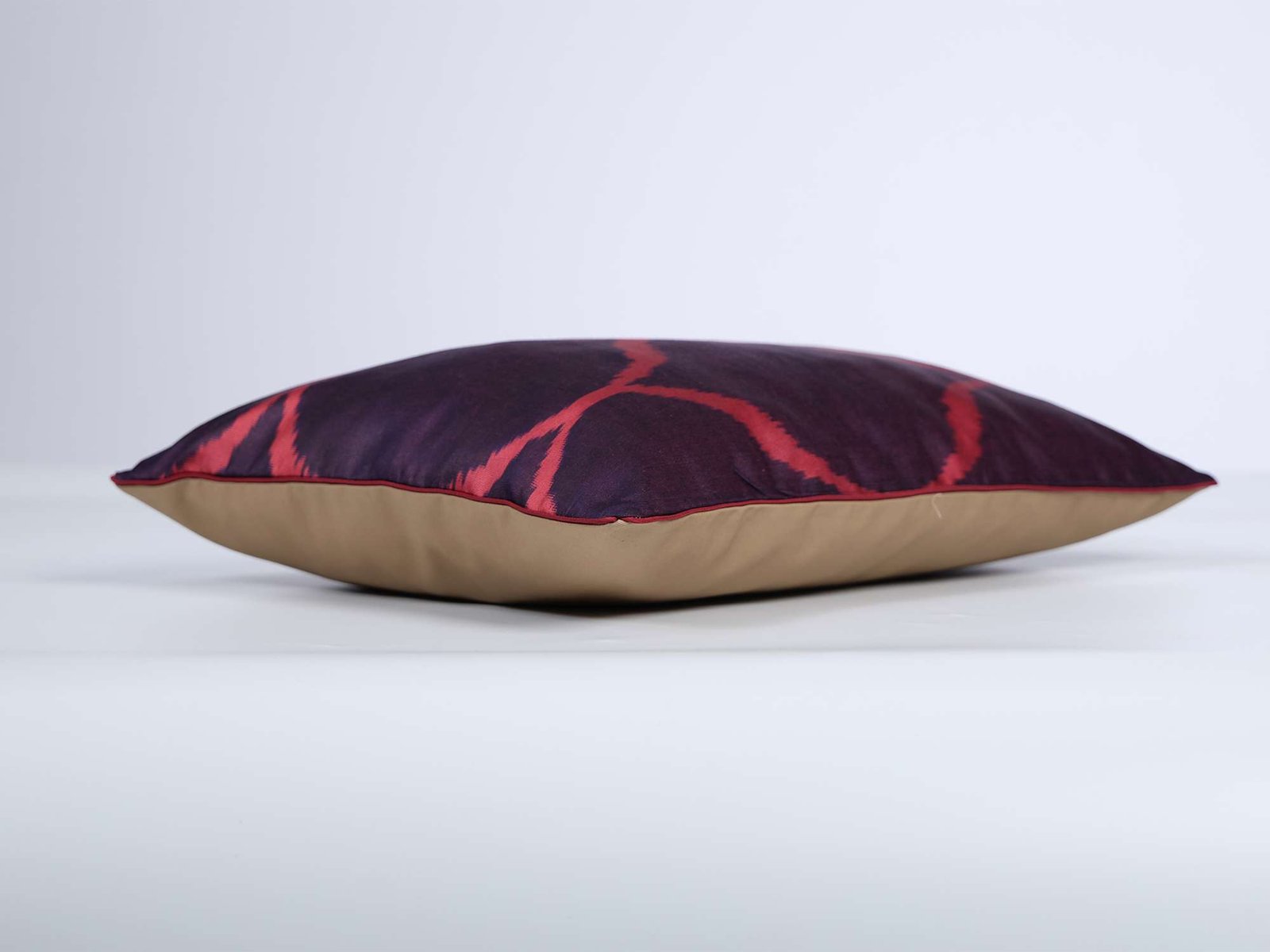 Deep Purple Red Handwoven Silk Ikat Cushion Cover - Image 8
