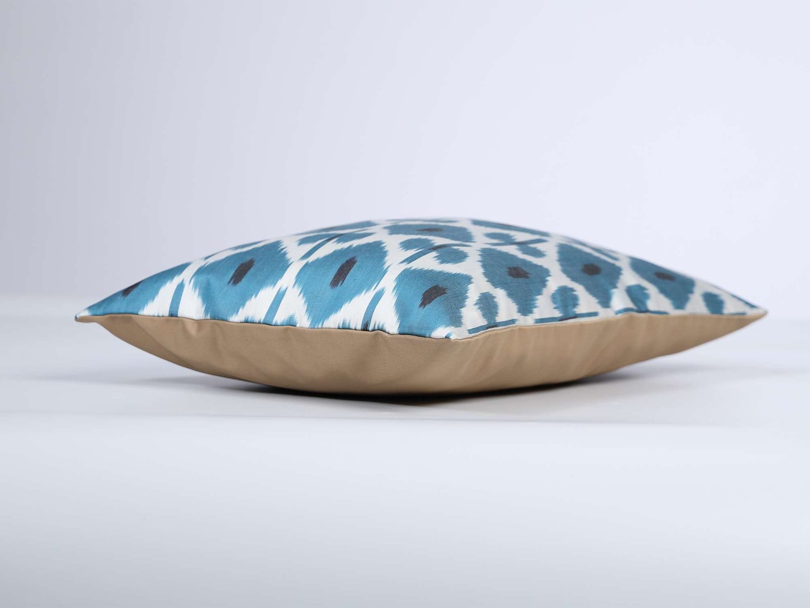 Aqua Blue Handwoven Silk Ikat Cushion Cover - Image 4