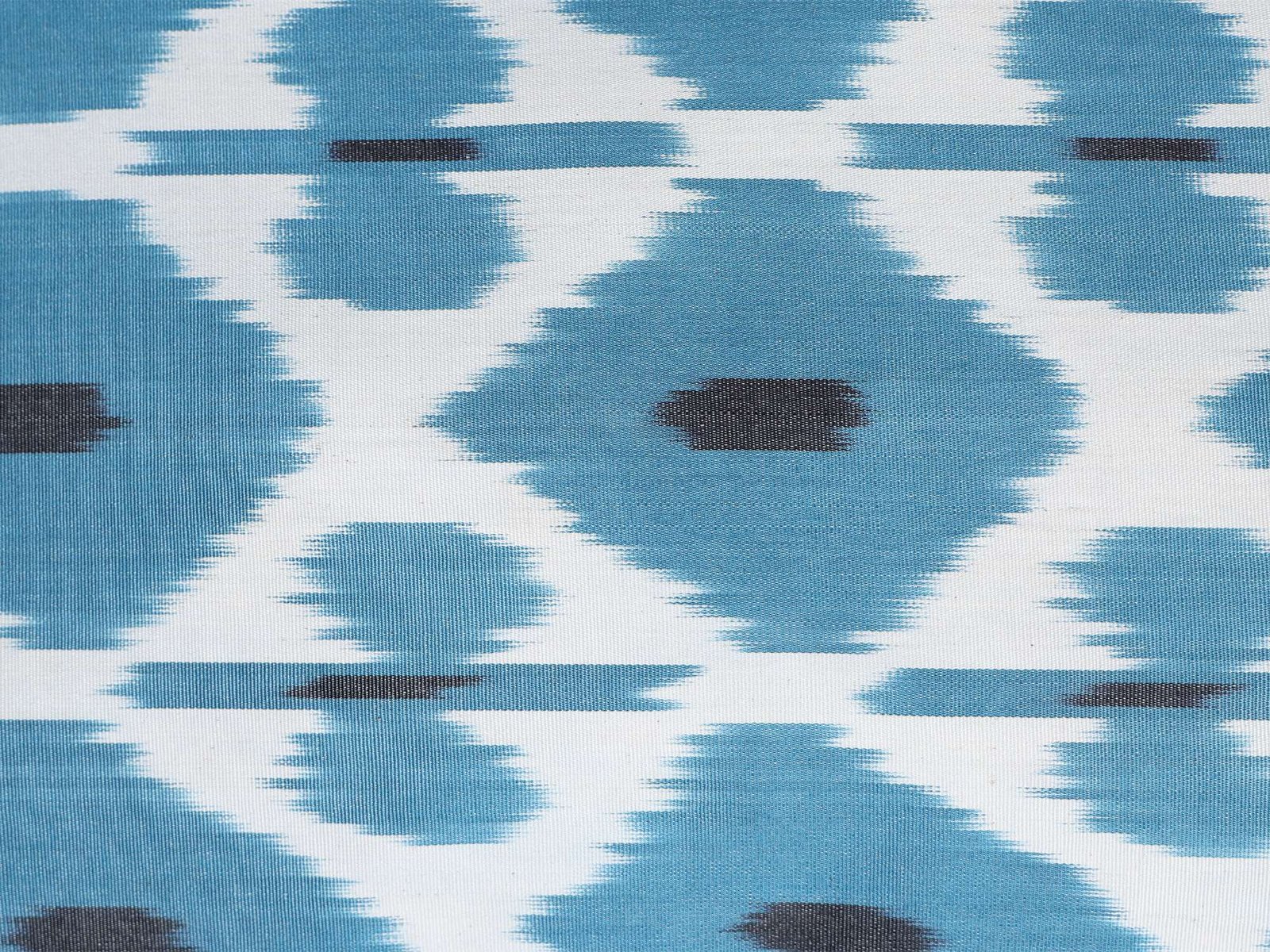 Aqua Blue Handwoven Silk Ikat Cushion Cover - Image 6