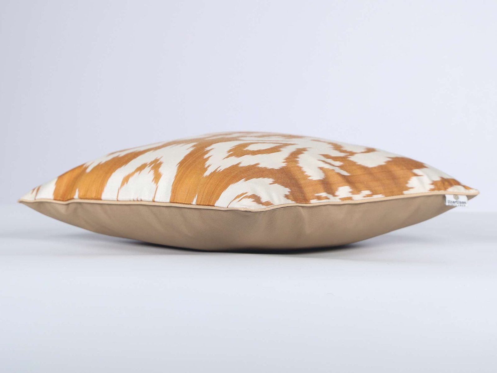 Mustard Gold Handwoven Silk Ikat Cushion Cover - Image 8