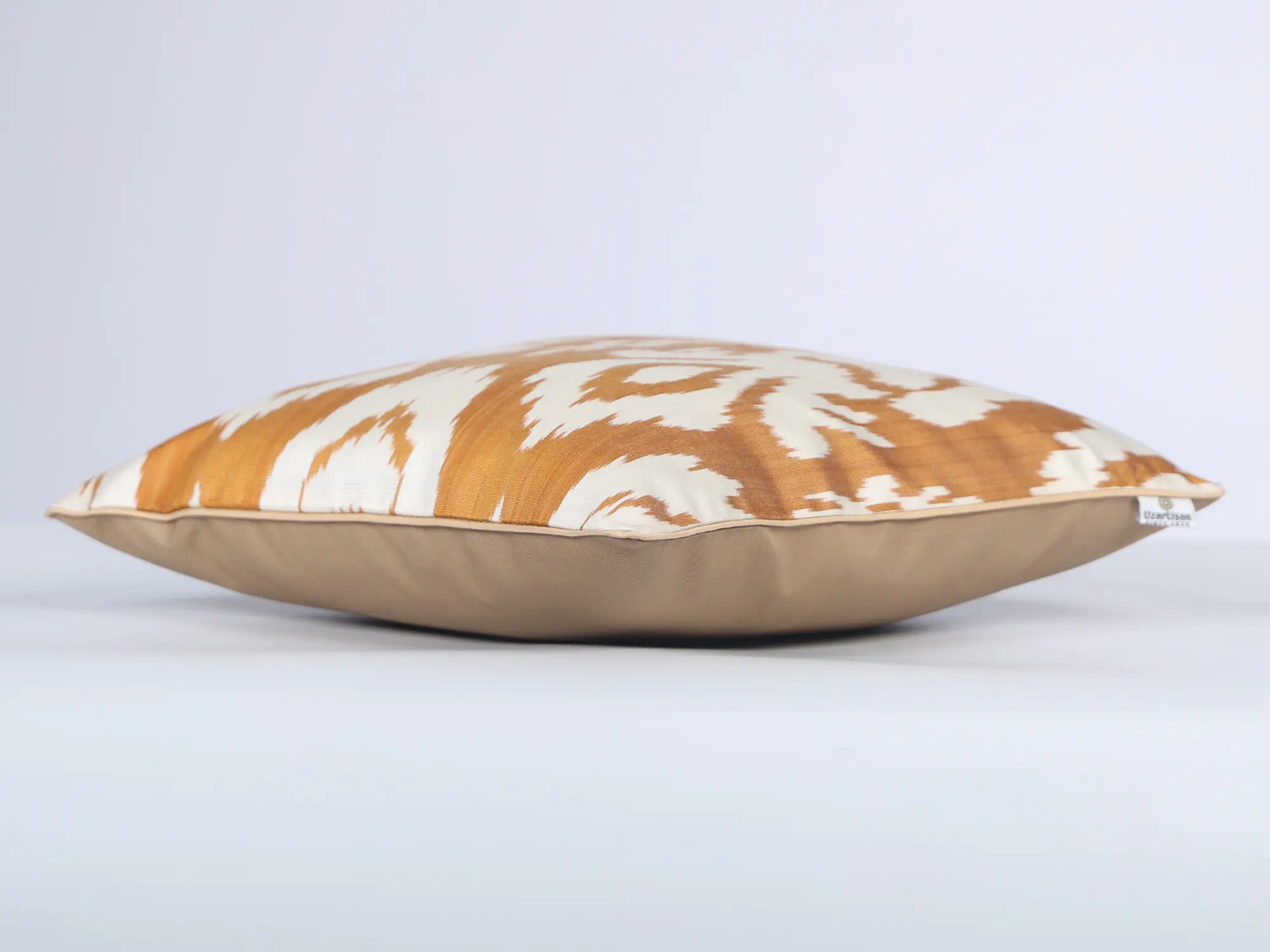 Mustard Gold Handwoven Silk Ikat Cushion Cover - Image 8