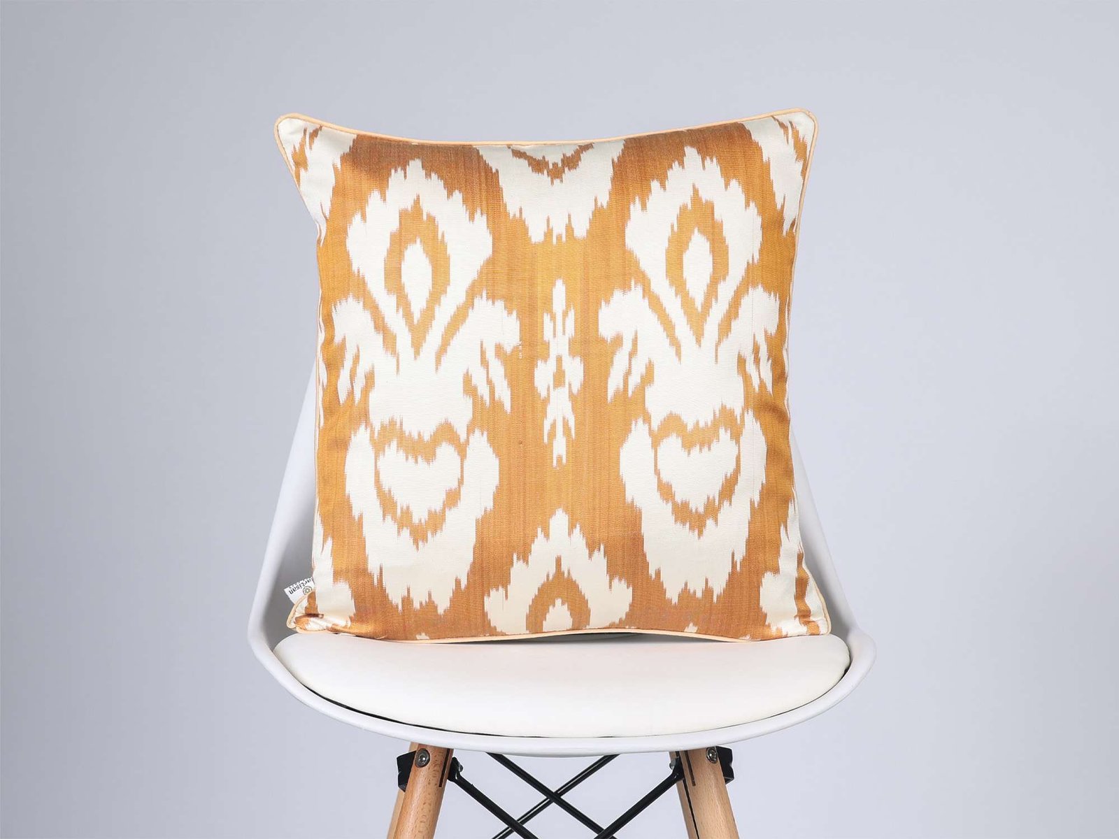 Mustard Gold Handwoven Silk Ikat Cushion Cover - Image 6