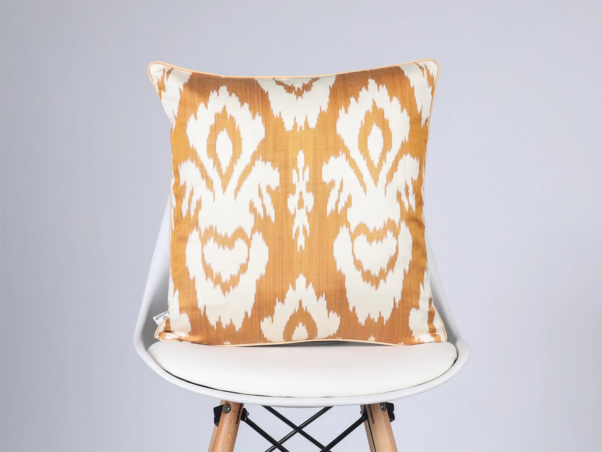 Mustard Gold Handwoven Silk Ikat Cushion Cover - Image 6