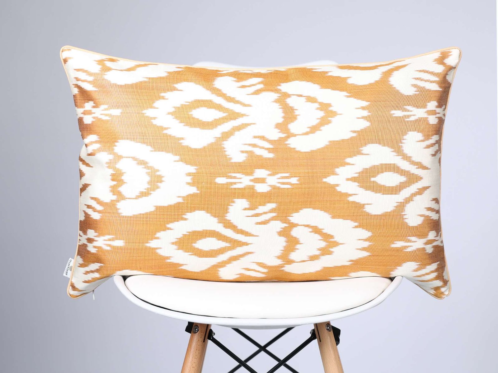 Mustard Gold Handwoven Silk Ikat Cushion Cover