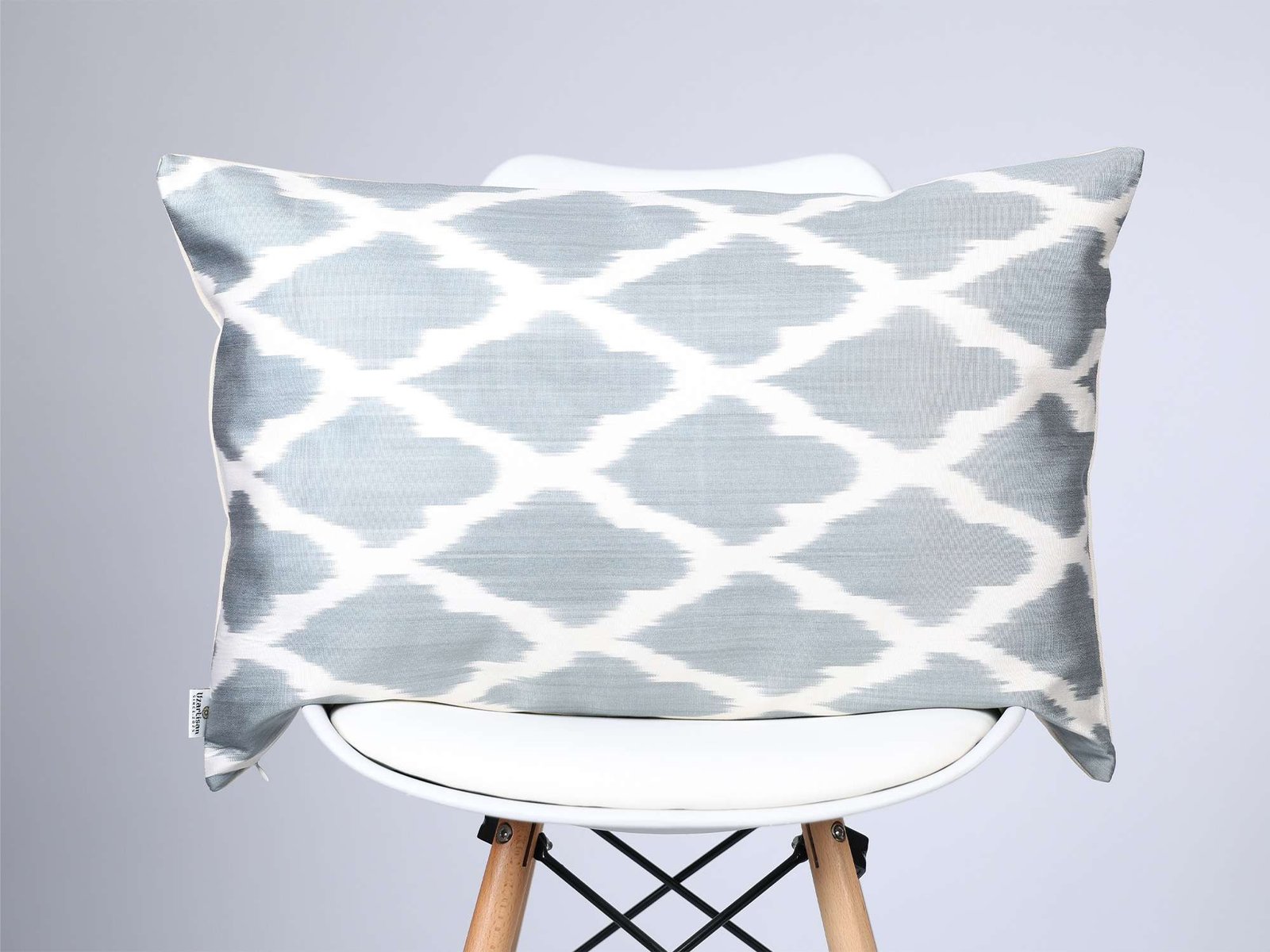 Soft Grey Handwoven Silk Ikat Cushion Cover