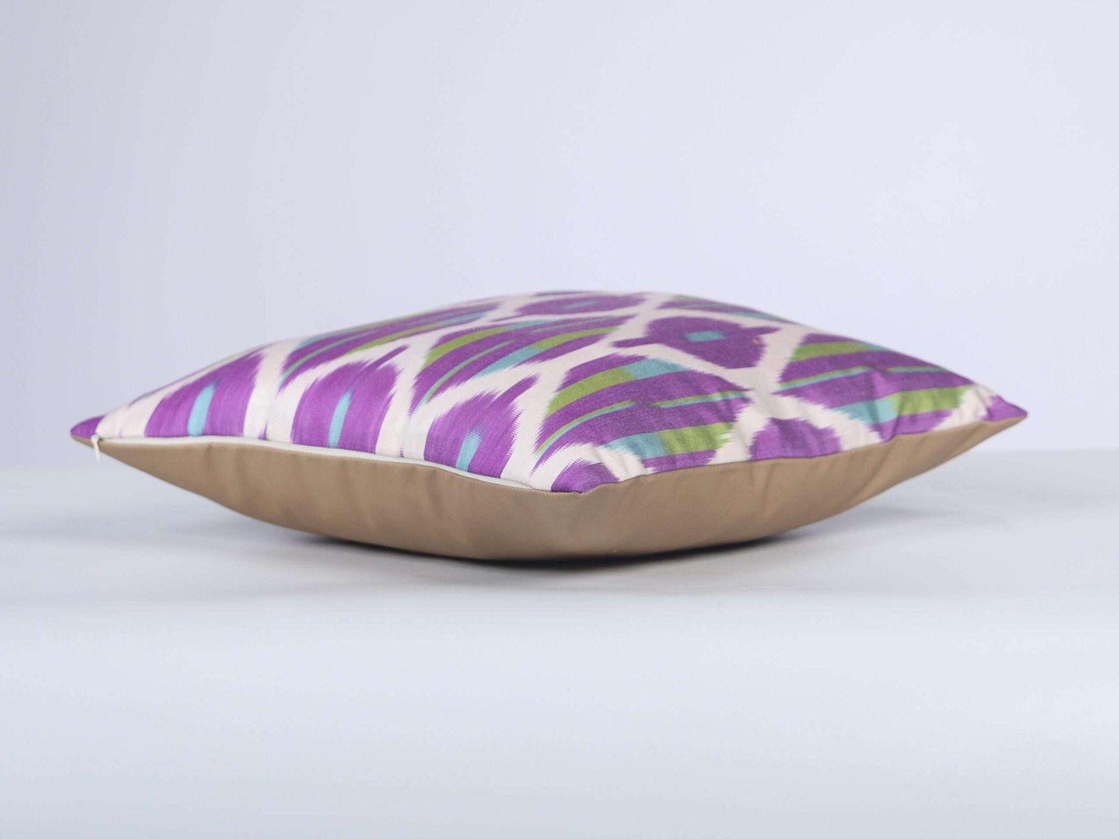 Purple Lime Green Handwoven Silk Ikat Cushion Cover - Image 9