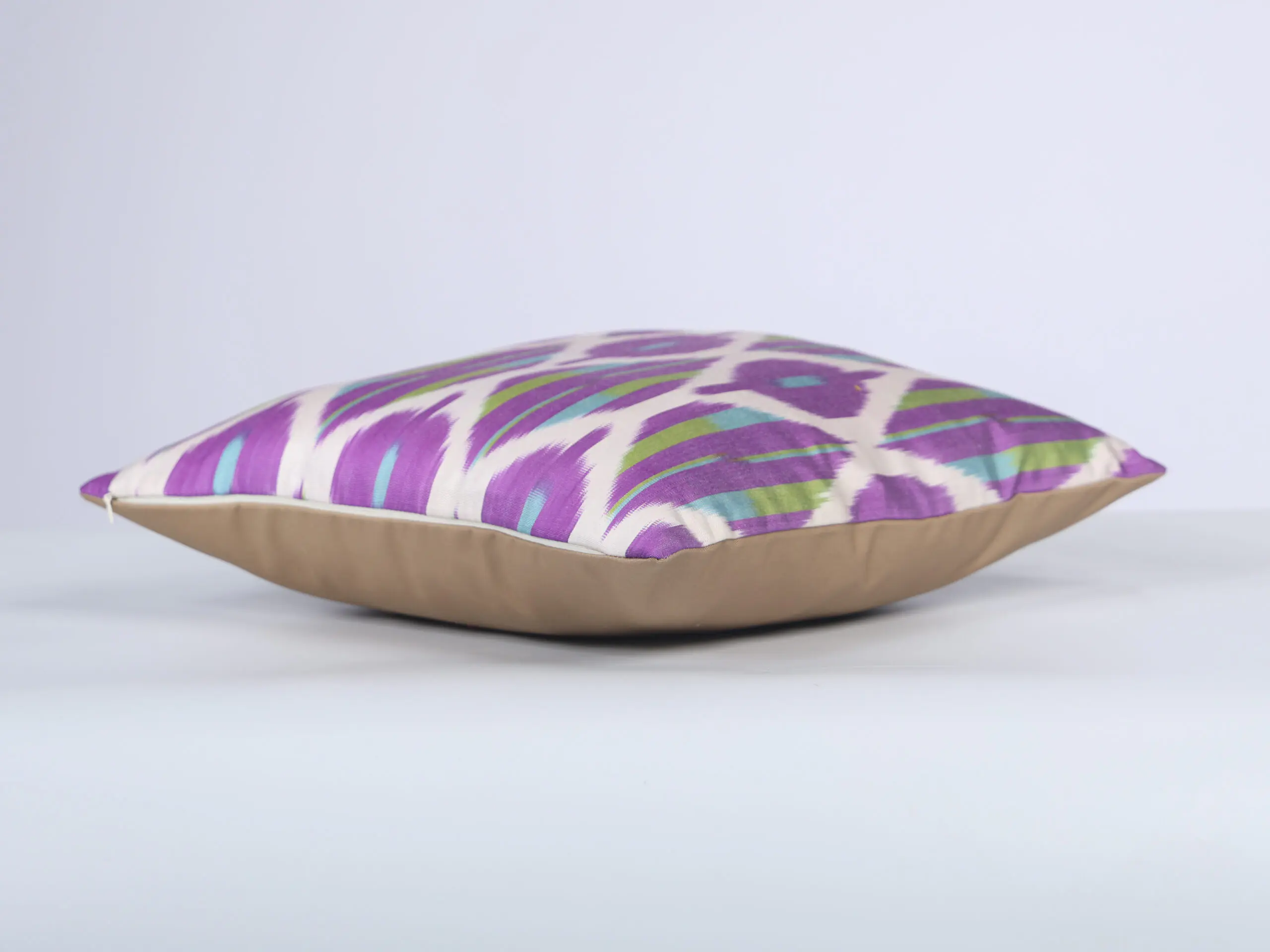 Purple Lime Green Handwoven Silk Ikat Cushion Cover - Image 9