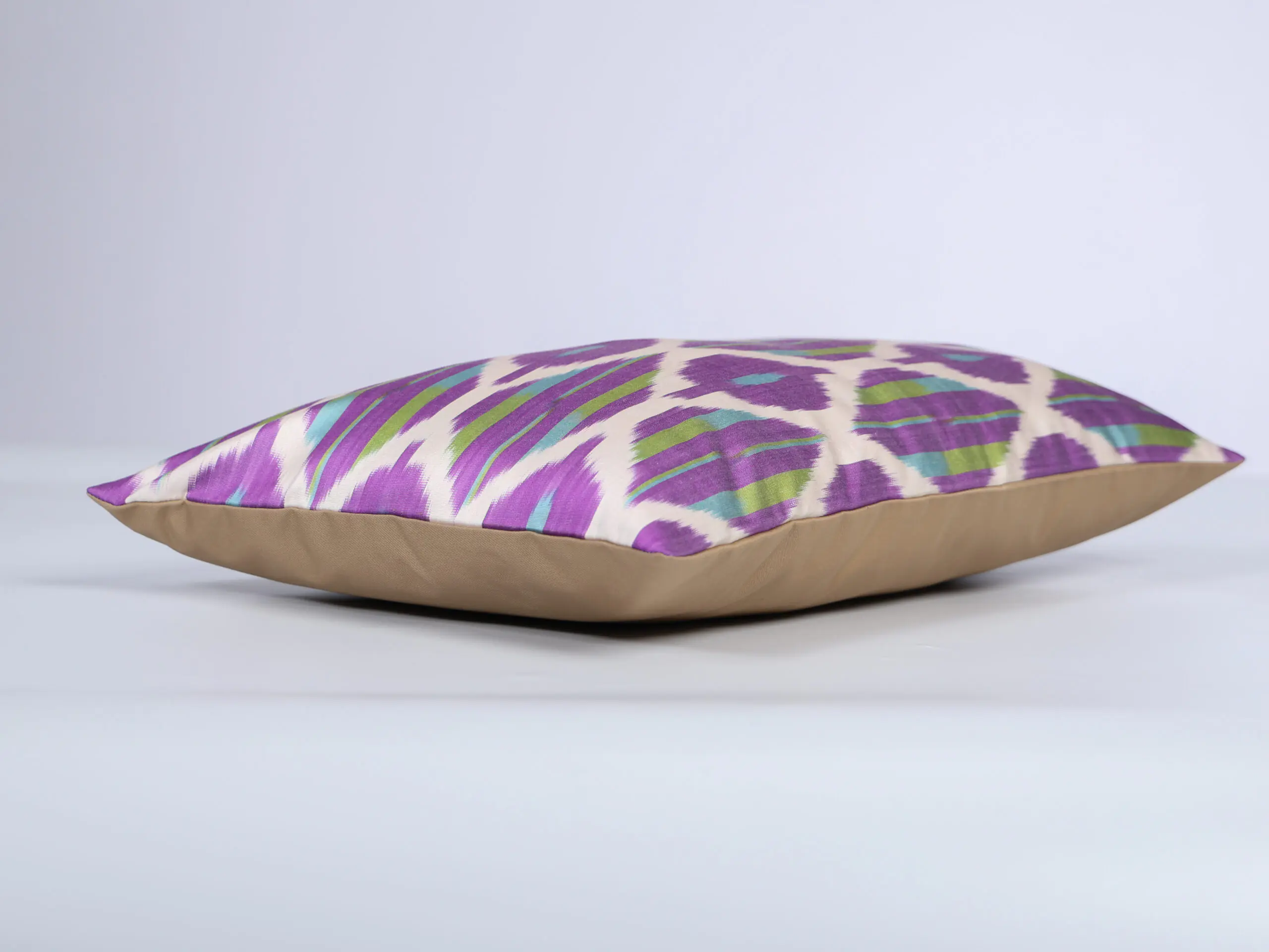 Purple Lime Green Handwoven Silk Ikat Cushion Cover - Image 7